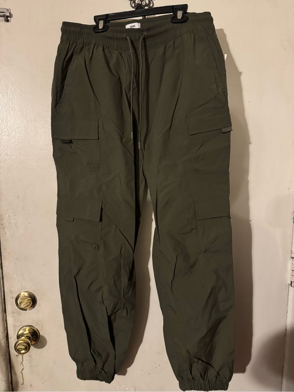 Olive Cargo Jogger Pants with Elastic Waist